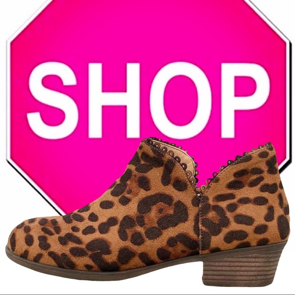 New Leopard Suede Chunky Ankle Round Zip Boots - Picture 5 of 9